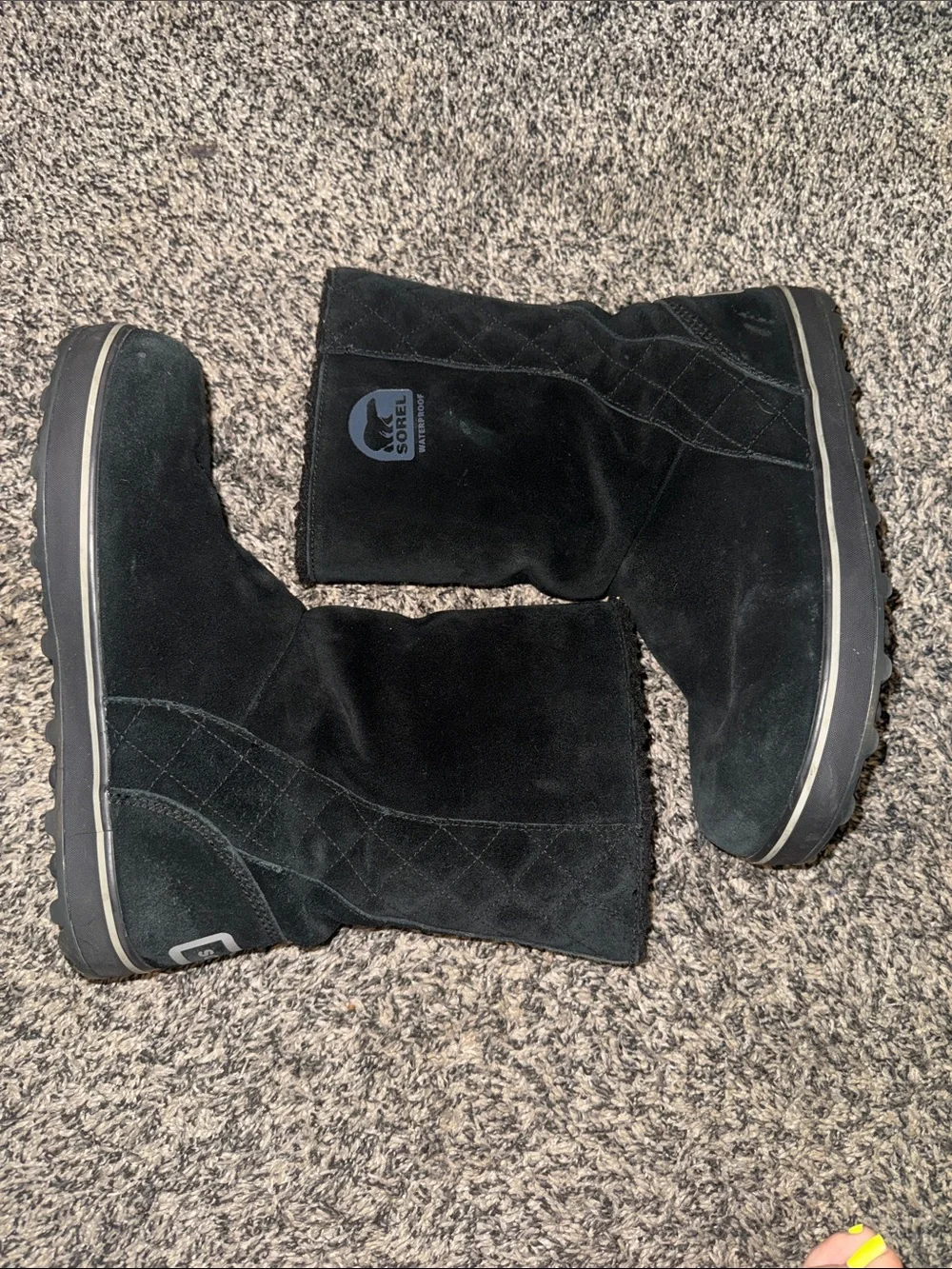 Sorel Women’s NL1975 Waterproof Suede Black Mid Calf Winter Boots Size 9